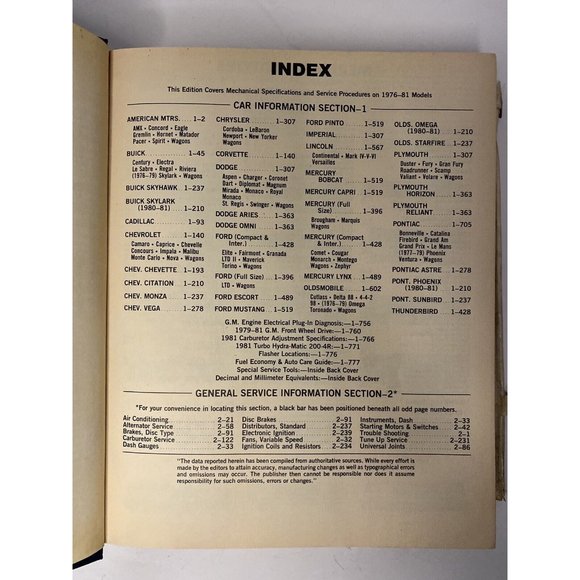 Motor Auto Repair Manual 1981 -for 1976-1981 Models- Hardcover Book DC - Picture 14 of 16